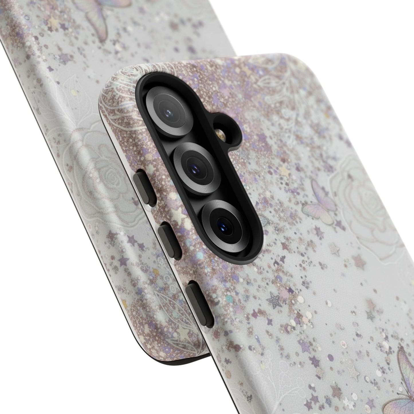 Butterfly Glitter Tough Phone Case — Floral Sparkle Protective Case