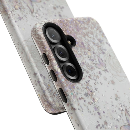 Butterfly Glitter Tough Phone Case — Floral Sparkle Protective Case