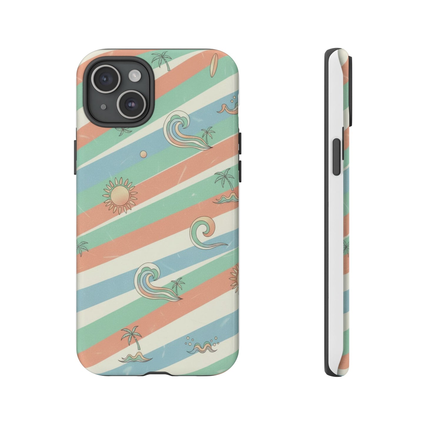 Surf Stripe Tough Phone Case — Retro Beach Waves Pattern