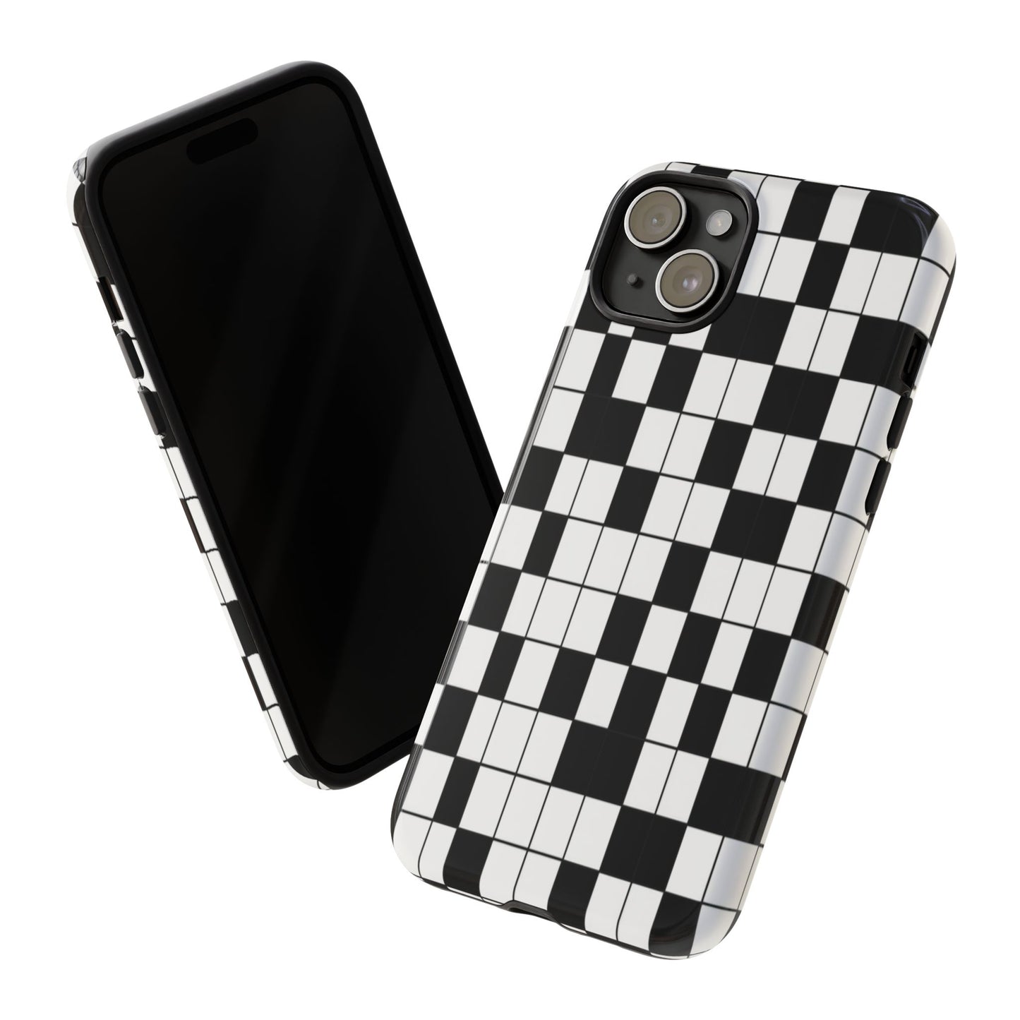 Crossword Grid Phone Case — Black & White Puzzle Pattern Tough Phone Cover