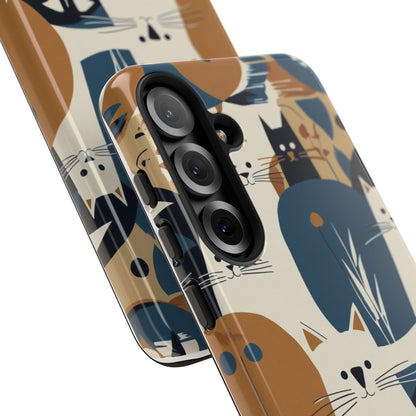Cat Pattern Phone Case – Retro Abstract Cats Protective iPhone Cover