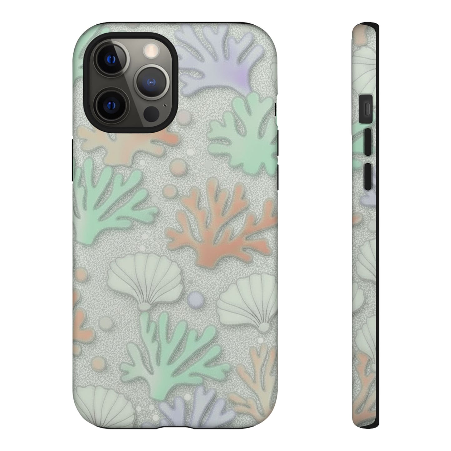Pastel Coral Reef Tough Phone Case – Sea Shell & Coral Pattern Durable Protector