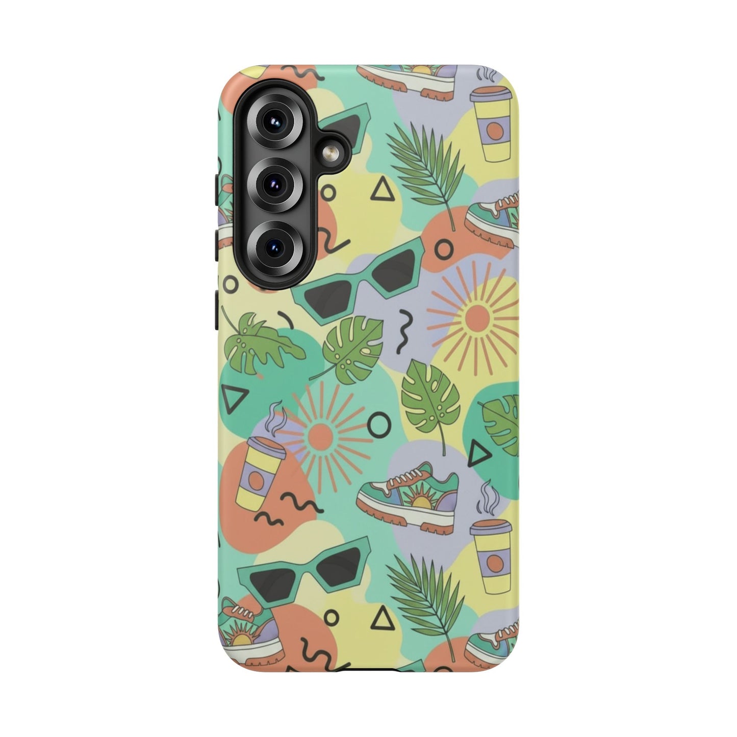 Tropical Summer Phone Case — Retro Sunglasses, Sneakers & Palm Pattern