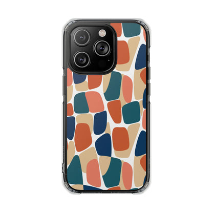 Clear Magnetic Phone Case — Abstract Color Block Protective Case
