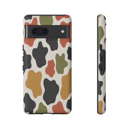 Camouflage Pattern Tough Phone Case – Retro Olive, Rust & Mustard Protective Cover