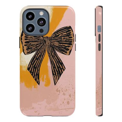 Bow Brushstroke Tough Phone Case — Pink & Mustard