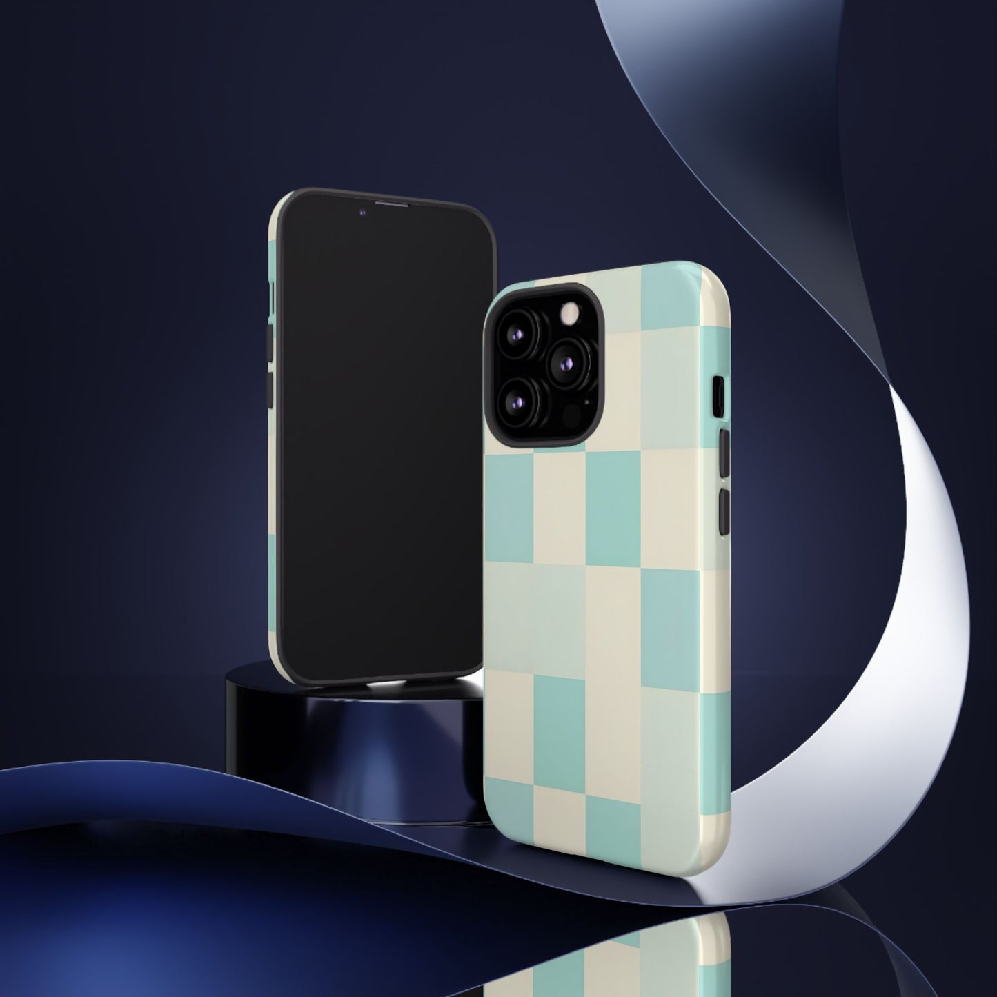Pastel Checkerboard Tough Case – Mint & Cream Protective Phone Cover