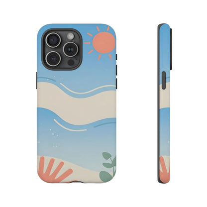 Beach Waves Tough Phone Case — Summer Sun & Seashell Protective Cover