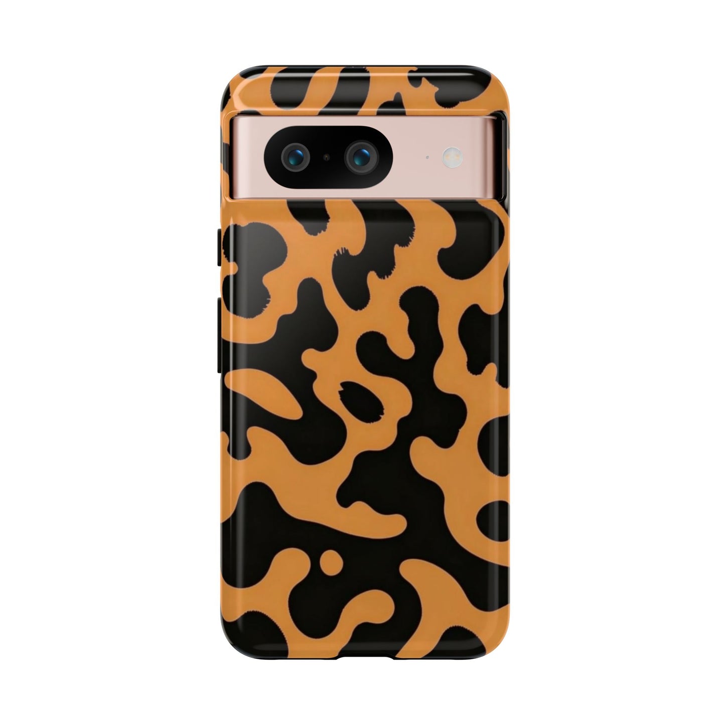 Leopard Print Phone Case — Orange & Black Tough Pattern Protective Cover