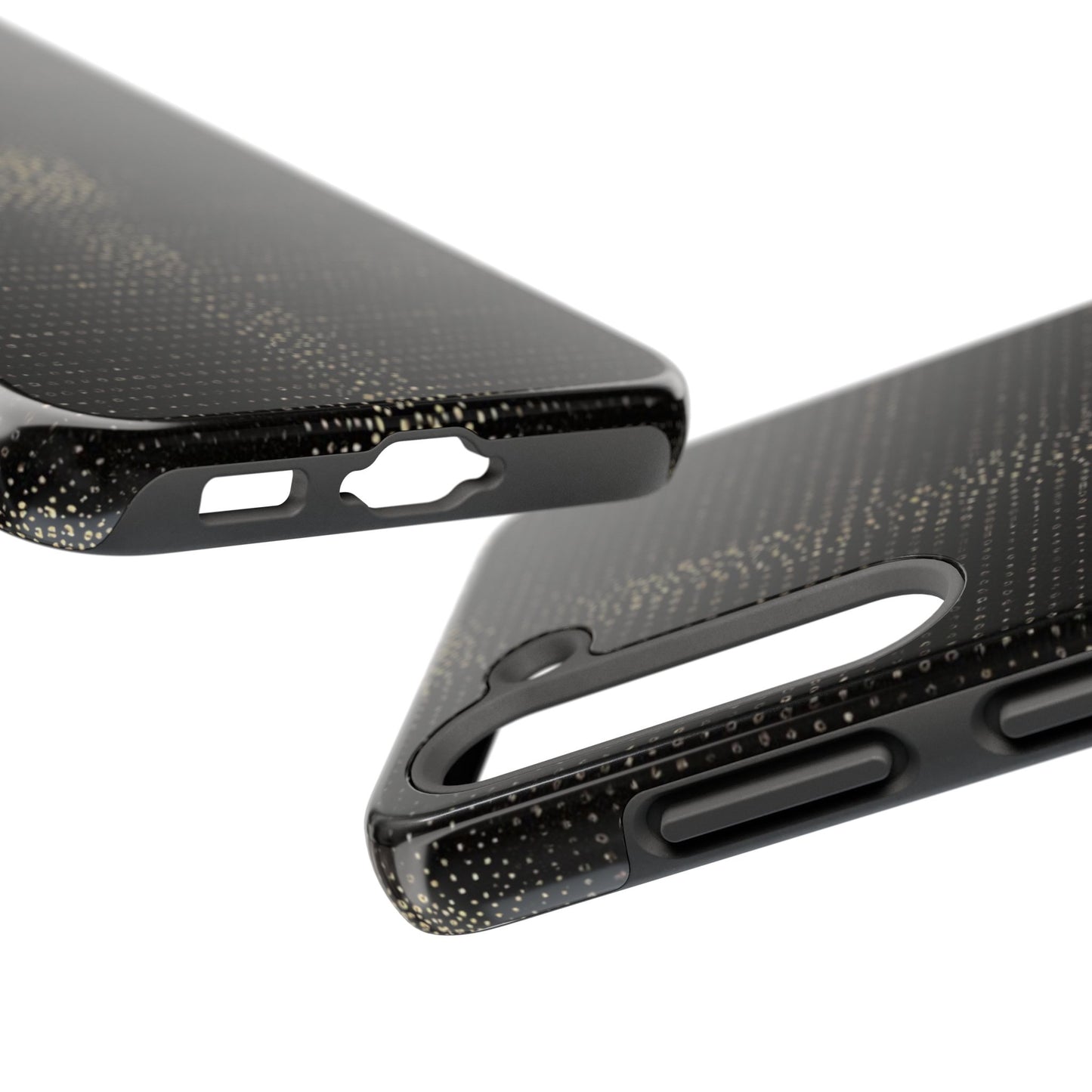 Tough Phone Case — Black Textured Metallic Dot Shield