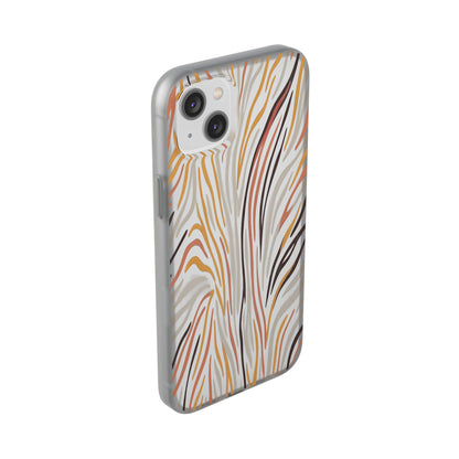 Marbled Neutral Stripe Phone Case — Abstract Beige & Terracotta Flexi Case