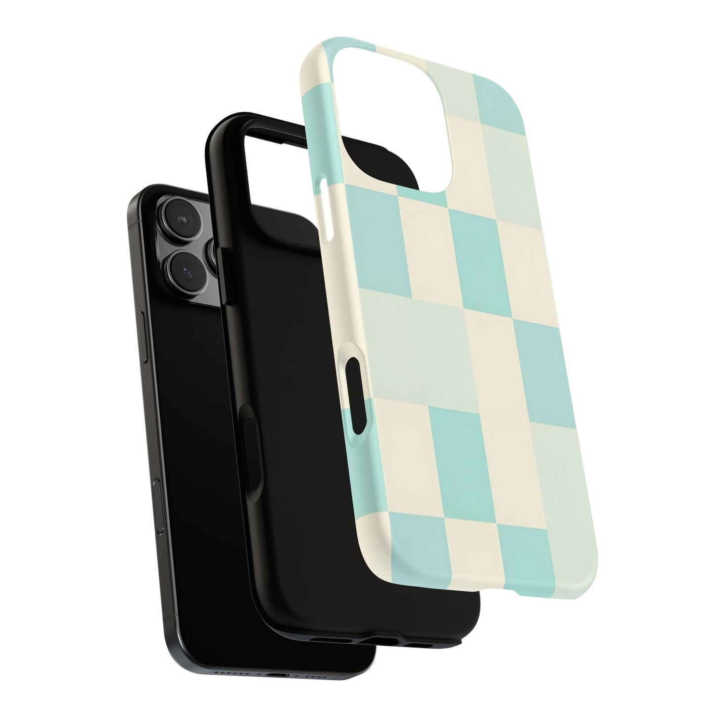 Pastel Checkerboard Tough Case – Mint & Cream Protective Phone Cover