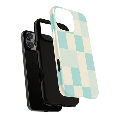 Pastel Checkerboard Tough Case – Mint & Cream Protective Phone Cover