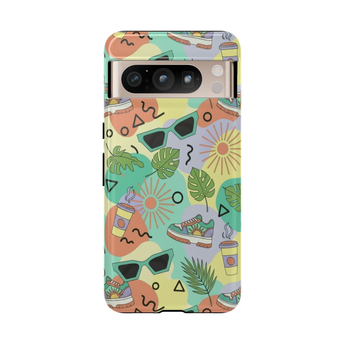 Tropical Summer Phone Case — Retro Sunglasses, Sneakers & Palm Pattern