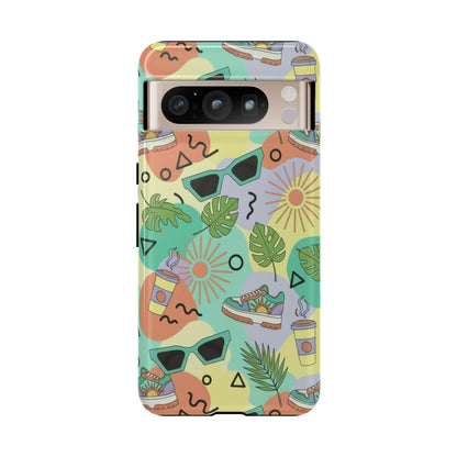 Tropical Summer Phone Case — Retro Sunglasses, Sneakers & Palm Pattern