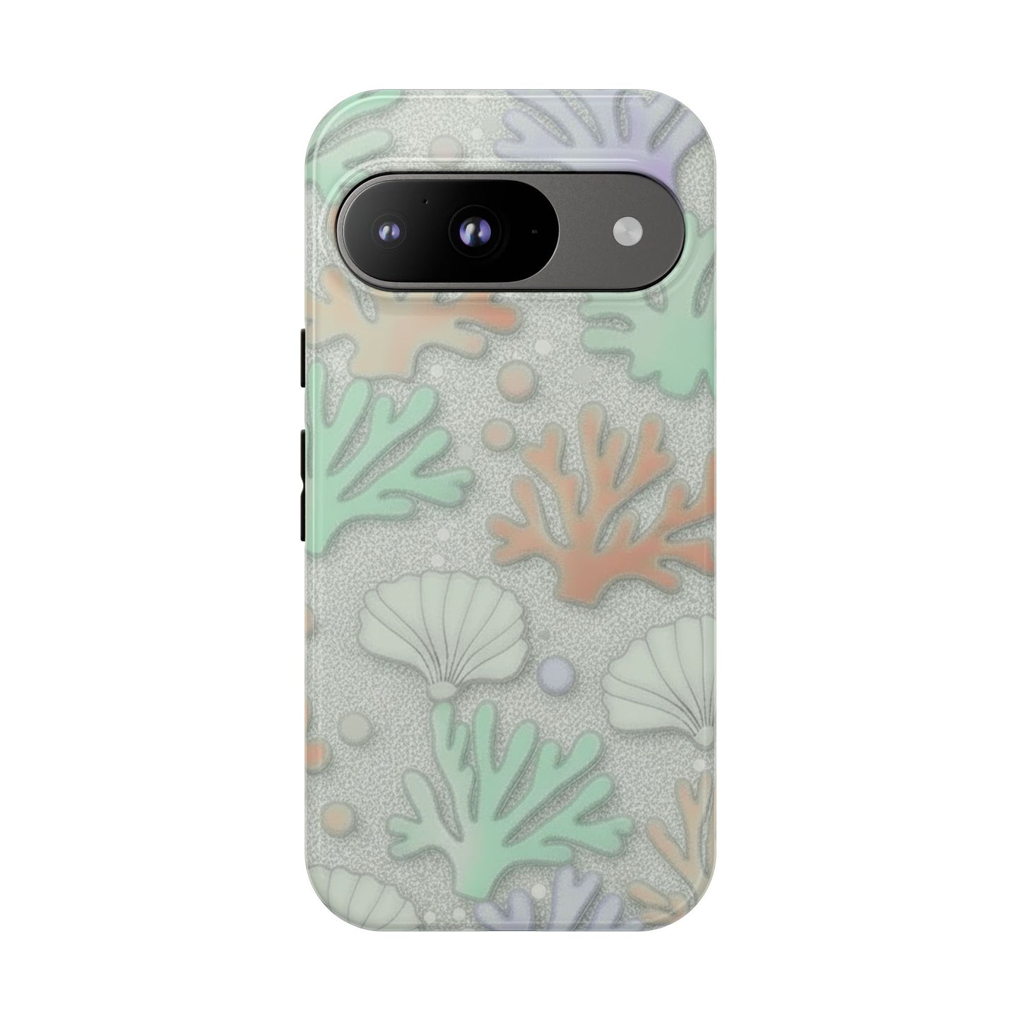 Pastel Coral Reef Tough Phone Case – Sea Shell & Coral Pattern Durable Protector