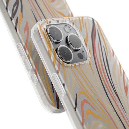 Marbled Neutral Stripe Phone Case — Abstract Beige & Terracotta Flexi Case