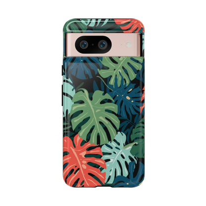 Tropical Monstera Phone Case — Colorful Leaf Protective Tough Case