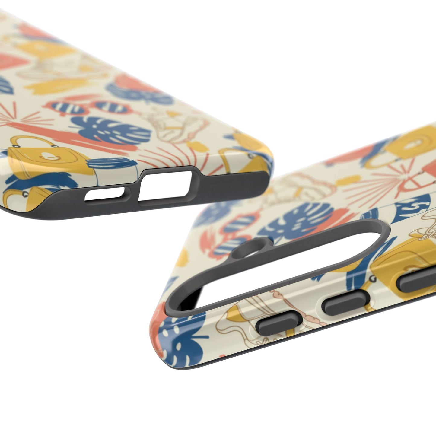 Tough Cases: Retro Summer Pattern Phone Case – Sunglasses, Sneakers & Tropical Leaves