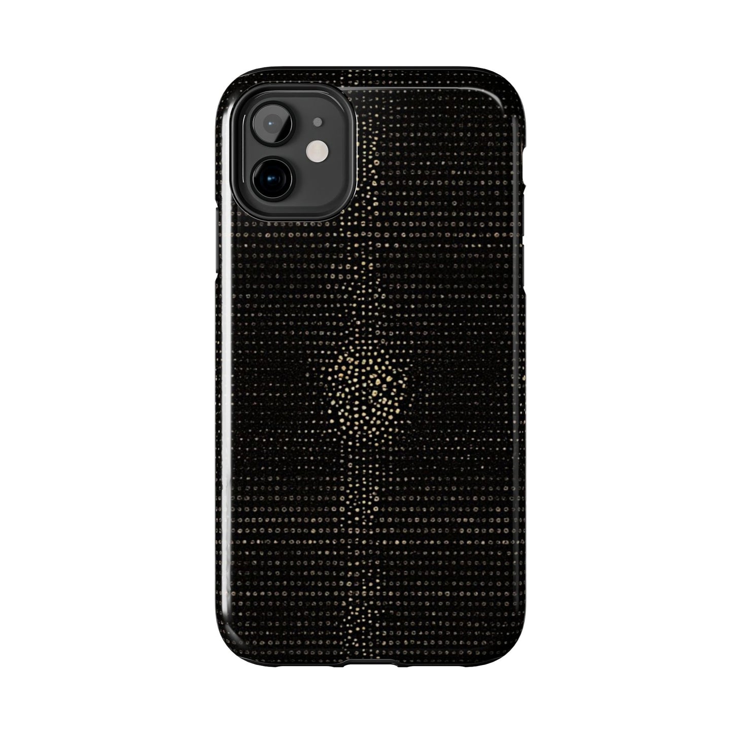 Tough Phone Case — Black Textured Metallic Dot Shield