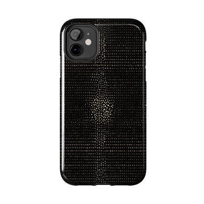 Tough Phone Case — Black Textured Metallic Dot Shield