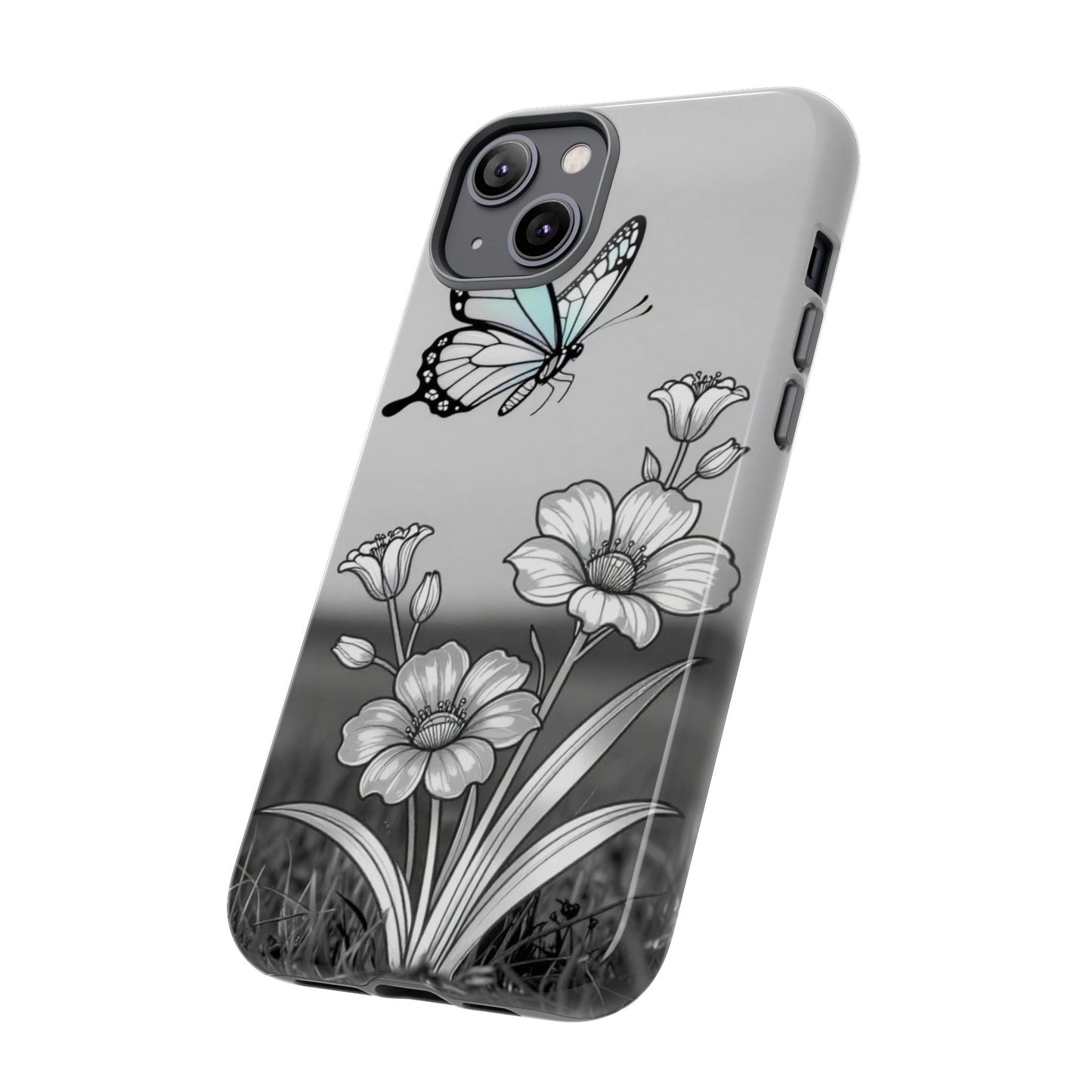 Butterfly & Wildflower Tough Phone Case — Durable Floral Phone Cover