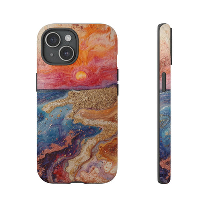 Sunset Coast Phone Case — Colorful Abstract Beach Art Tough Case