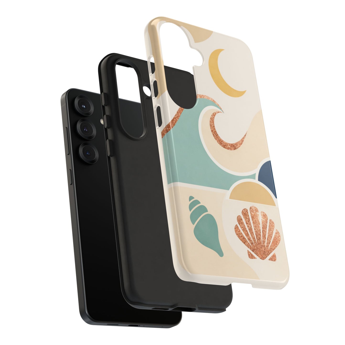 Sea Breeze Tough Phone Case — Retro Waves & Shells Design