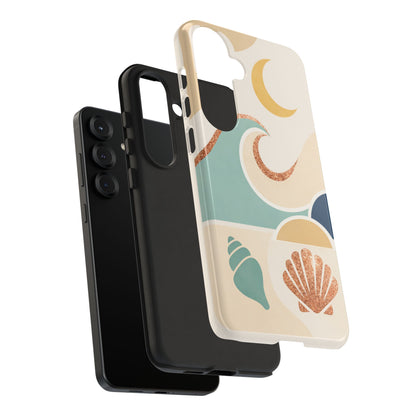 Sea Breeze Tough Phone Case — Retro Waves & Shells Design