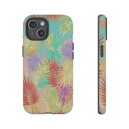 Tropical Palm Leaf Tough Phone Case – Colorful Pastel Botanical Protection
