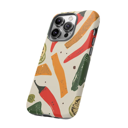 Spicy Peppers Phone Case – Colorful Chili, Lime & Citrus Pattern