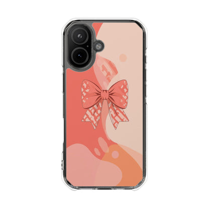 Clear Magnetic Phone Case — Pink Bow Design