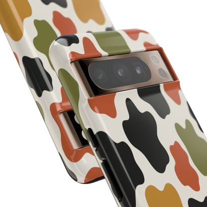 Camouflage Pattern Tough Phone Case – Retro Olive, Rust & Mustard Protective Cover