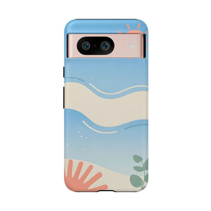 Beach Waves Tough Phone Case — Summer Sun & Seashell Protective Cover