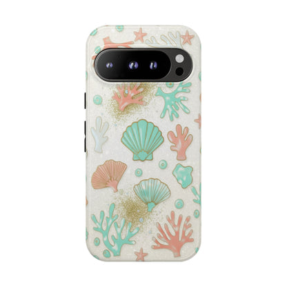 Seashell Coral Phone Case — Pastel Beach Shells Protective Tough Case