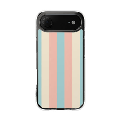 Retro Pastel Stripe Phone Case — Clear Magnetic Impact Case
