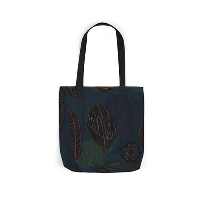 Dark Botanical Canvas Tote Bag with Floral Print