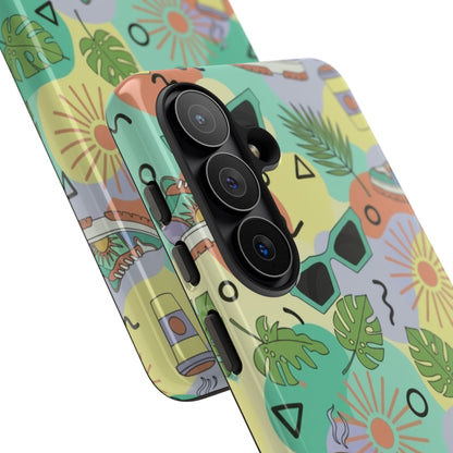 Tropical Summer Phone Case — Retro Sunglasses, Sneakers & Palm Pattern