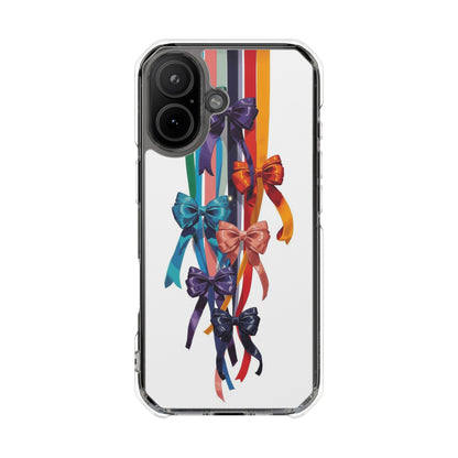 Clear Magnetic Phone Case — Colorful Ribbon Bows Design