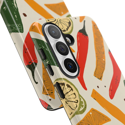 Spicy Peppers Phone Case – Colorful Chili, Lime & Citrus Pattern