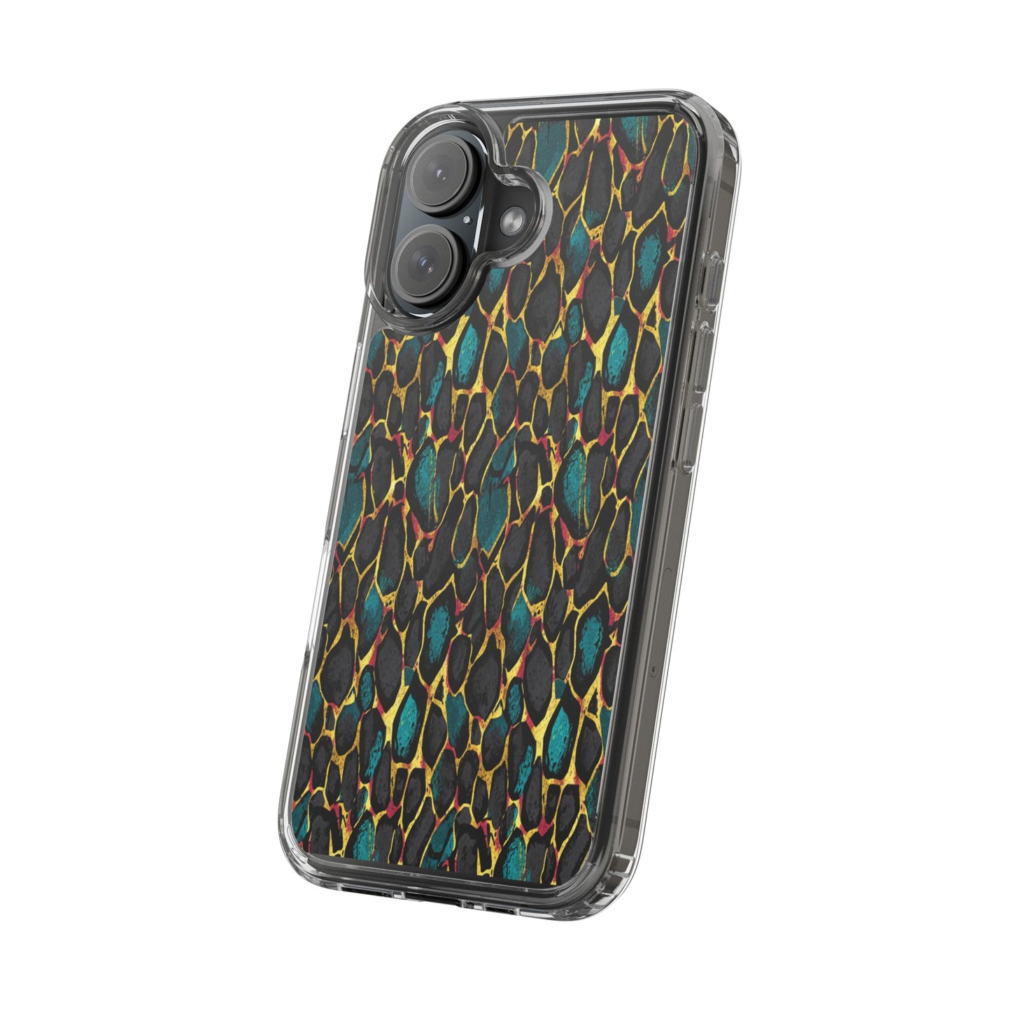 Teal Gold Leopard Clear Phone Case