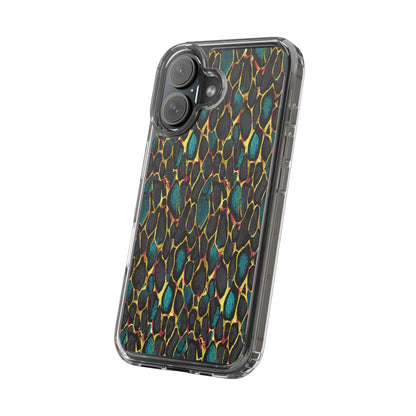 Teal Gold Leopard Clear Phone Case