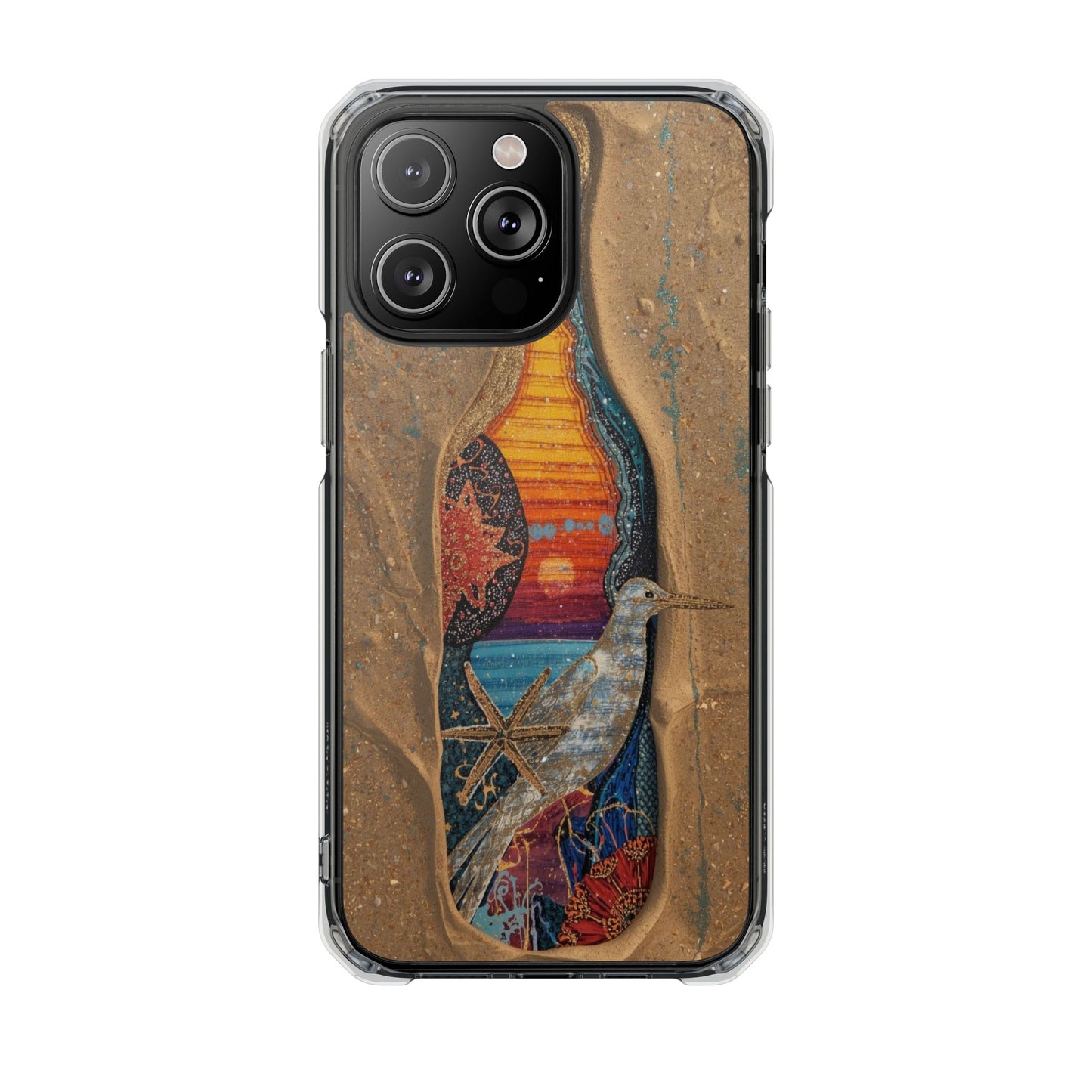 Clear Impact Phone Case — Sunset Wave Surfboard Art