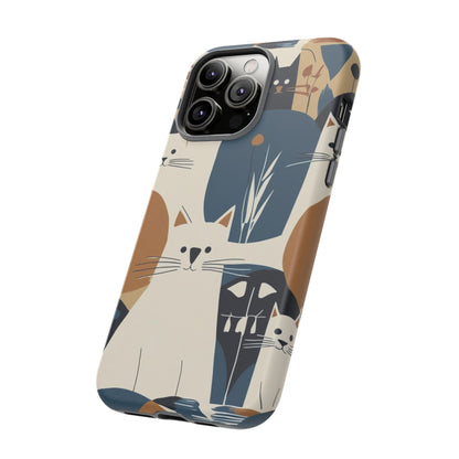 Cat Pattern Phone Case – Retro Abstract Cats Protective iPhone Cover