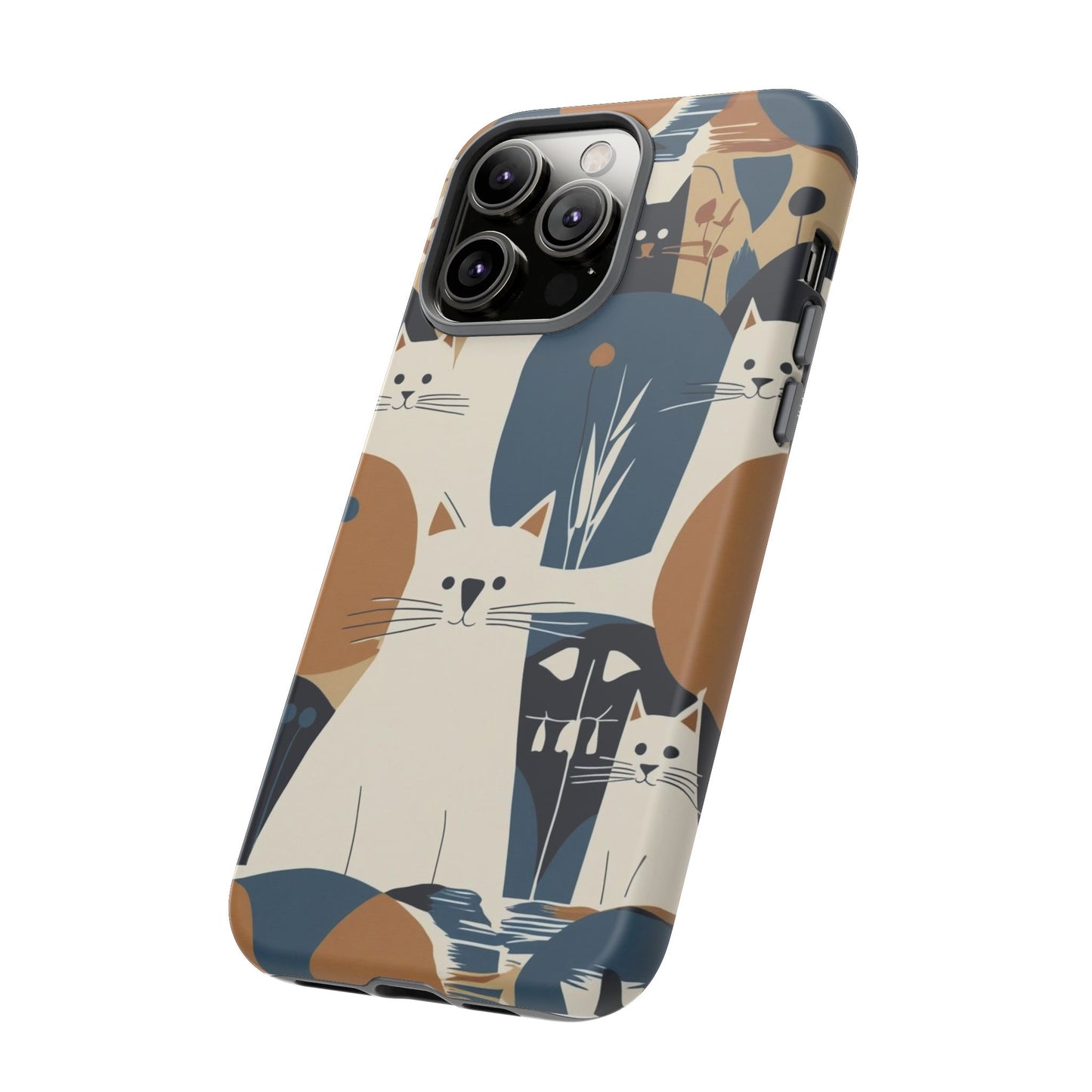 Cat Pattern Phone Case – Retro Abstract Cats Protective iPhone Cover