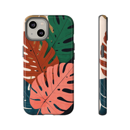 Tropical Monstera Phone Case — Colorful Leaf Protective Tough Case