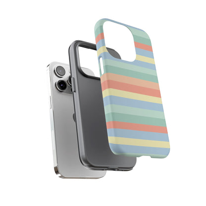 Pastel Striped Phone Case — Retro Horizontal Multi-Color Tough Case