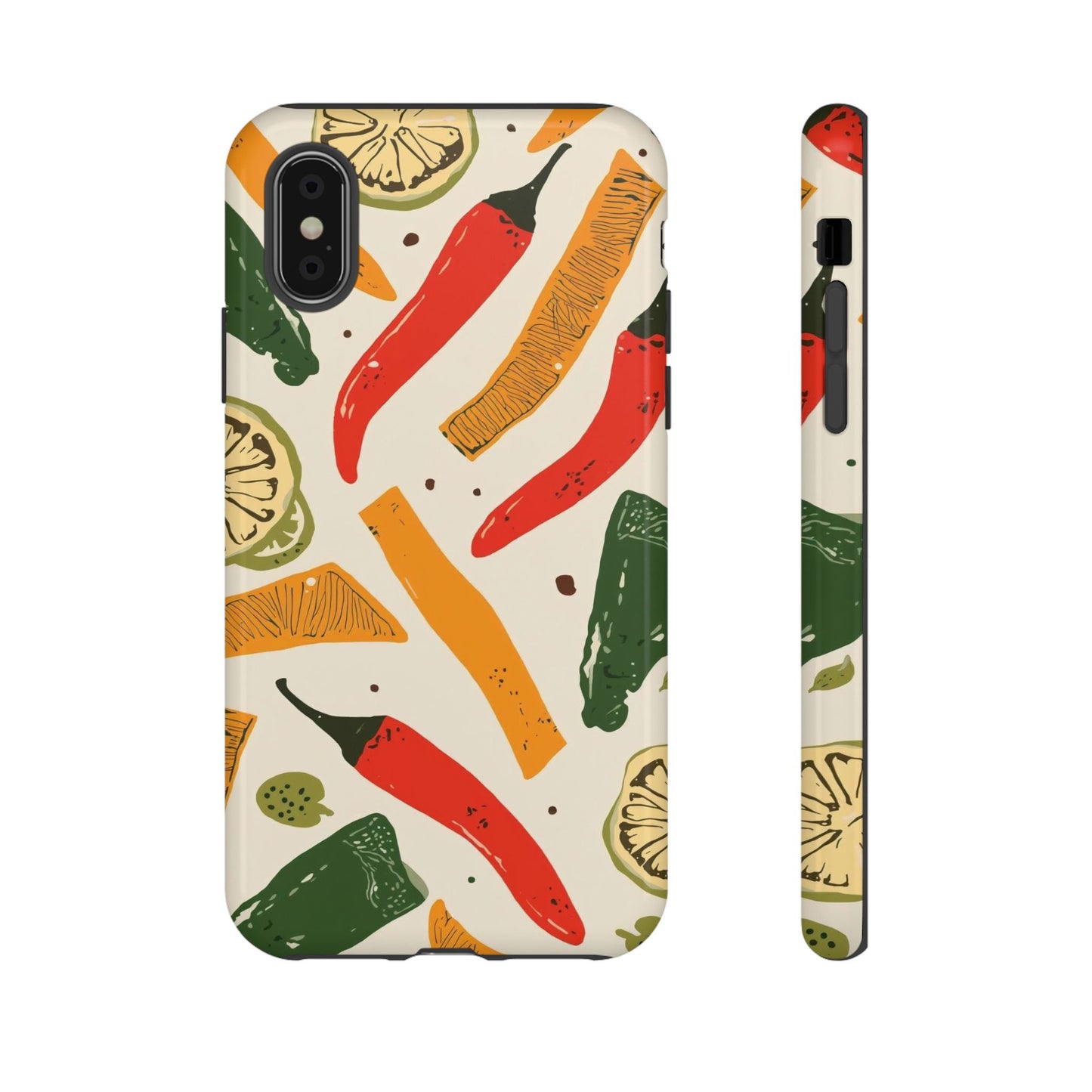 Spicy Peppers Phone Case – Colorful Chili, Lime & Citrus Pattern