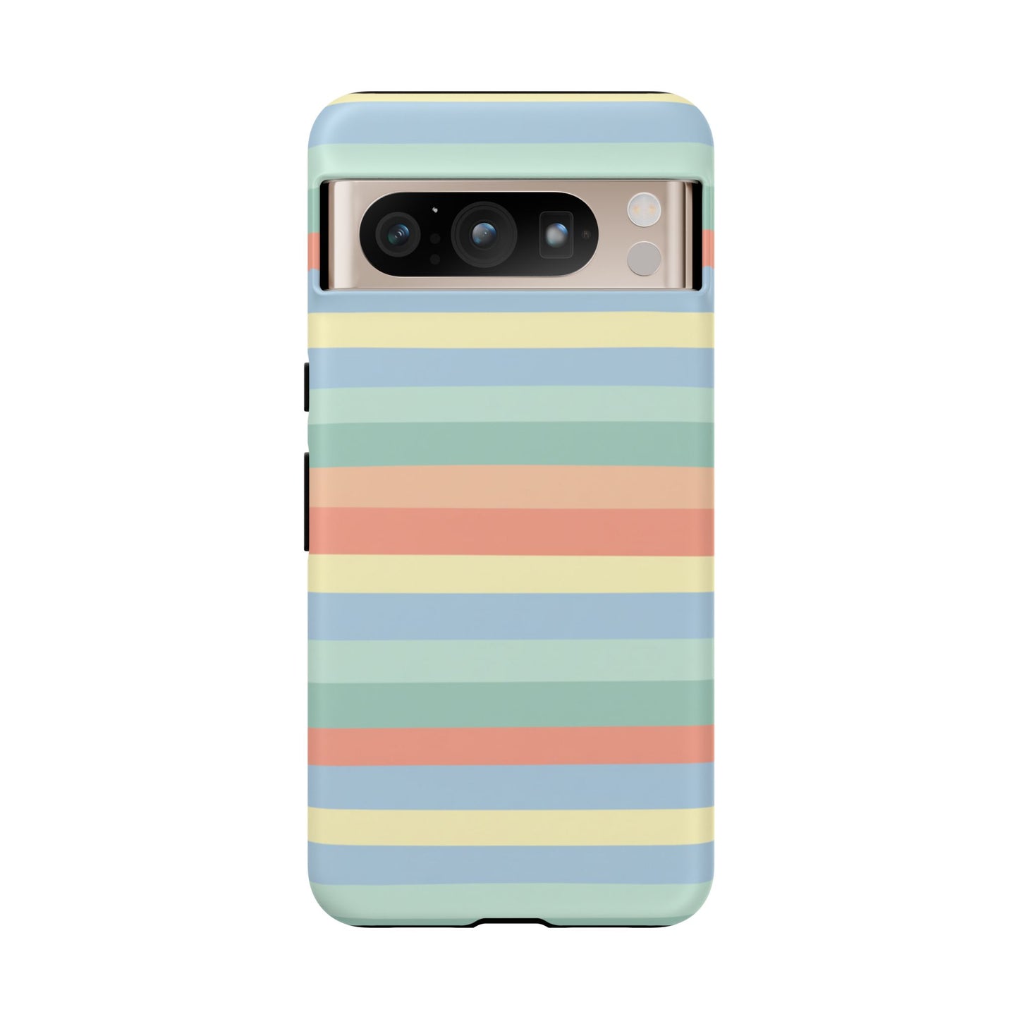 Pastel Striped Phone Case — Retro Horizontal Multi-Color Tough Case