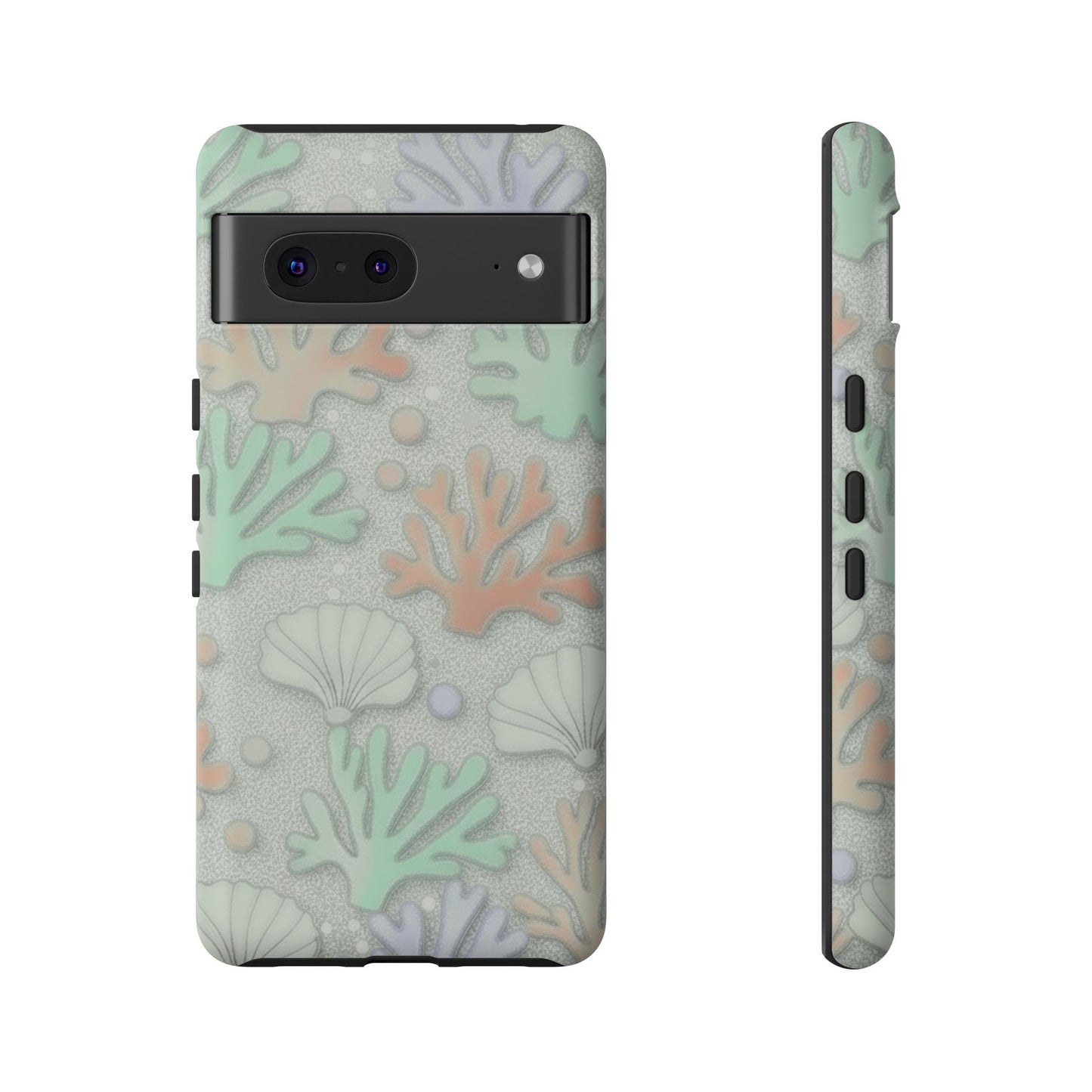 Pastel Coral Reef Tough Phone Case – Sea Shell & Coral Pattern Durable Protector